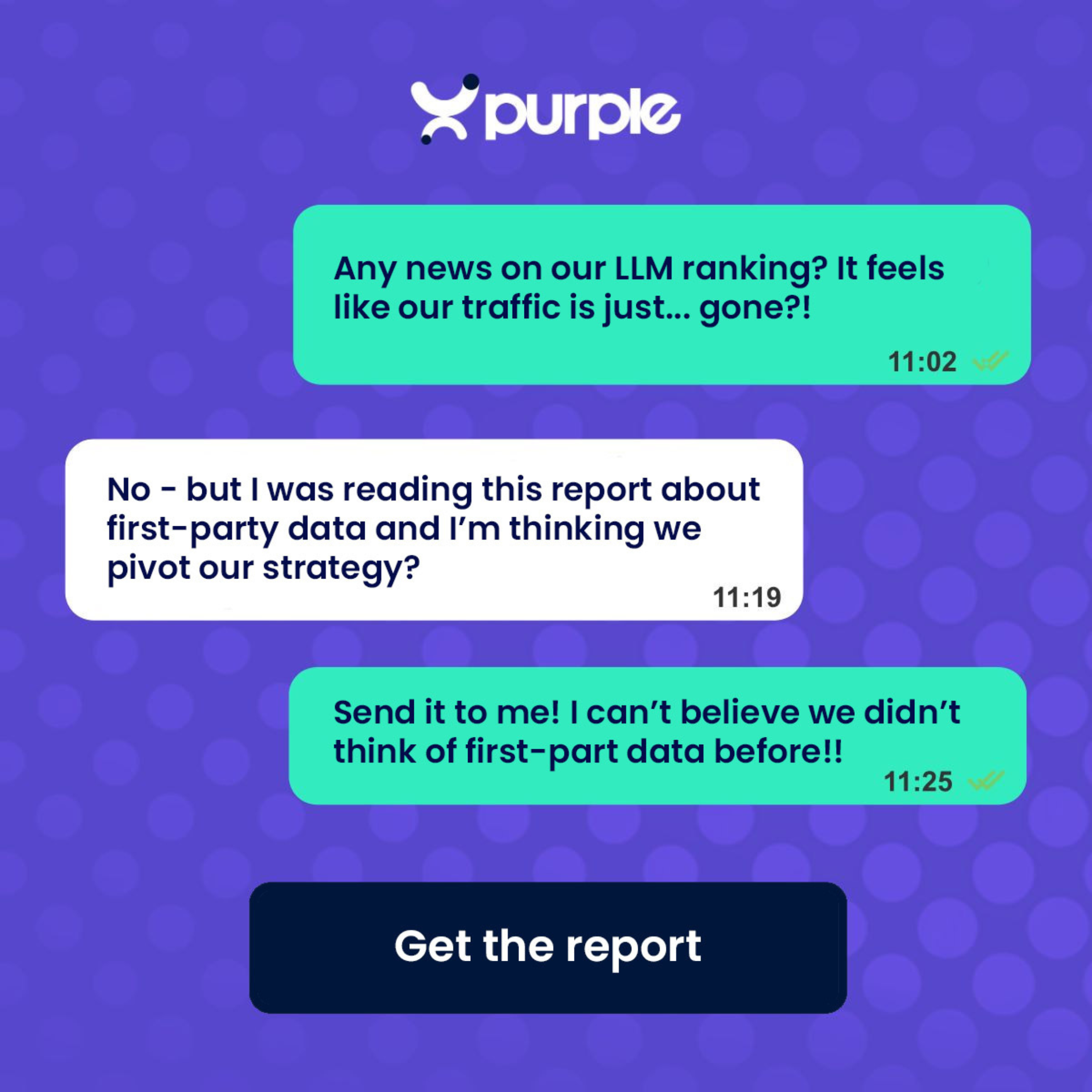 Purple first-party data chat advert